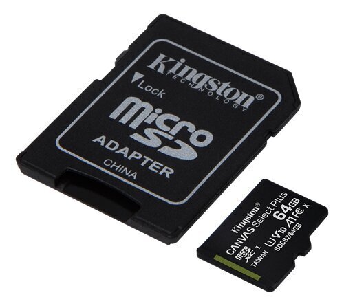 Kingston microSDHC 64GB (+ SD-sovitin) hinta ja tiedot | Puhelimen muistikortit | hobbyhall.fi