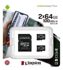Kingston microSDHC 64GB (+ SD-sovitin) hinta ja tiedot | Kingston Puhelimet, älylaitteet ja kamerat | hobbyhall.fi