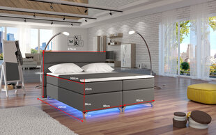 Amadeo-sänky LED-valolla, 140x200 cm, keinonahka/musta hinta ja tiedot | Sängyt | hobbyhall.fi