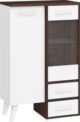 Nordis 1D2SW -vitriinikaappi, 80 x 42 x 125 cm, tummanruskea / valkoinen hinta ja tiedot | Vitriinit | hobbyhall.fi