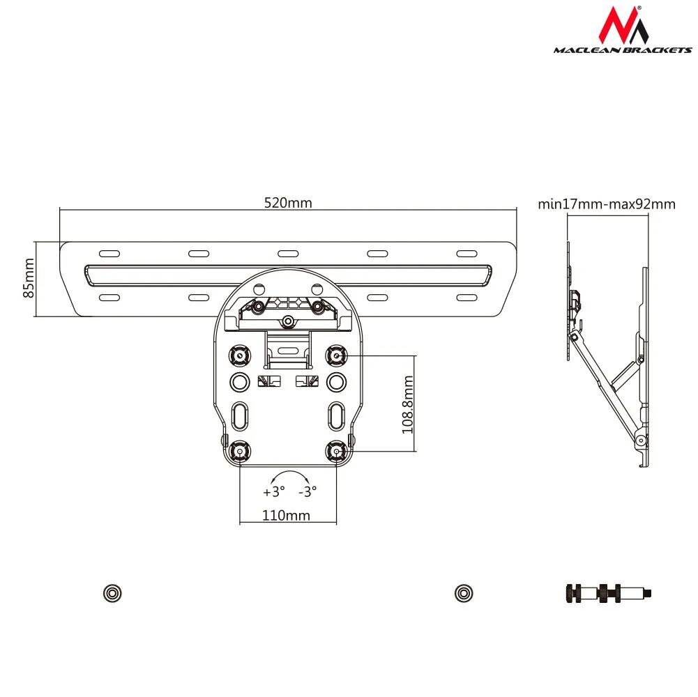 MACLEAN MC-806 hinta ja tiedot | TV-seinätelineet | hobbyhall.fi