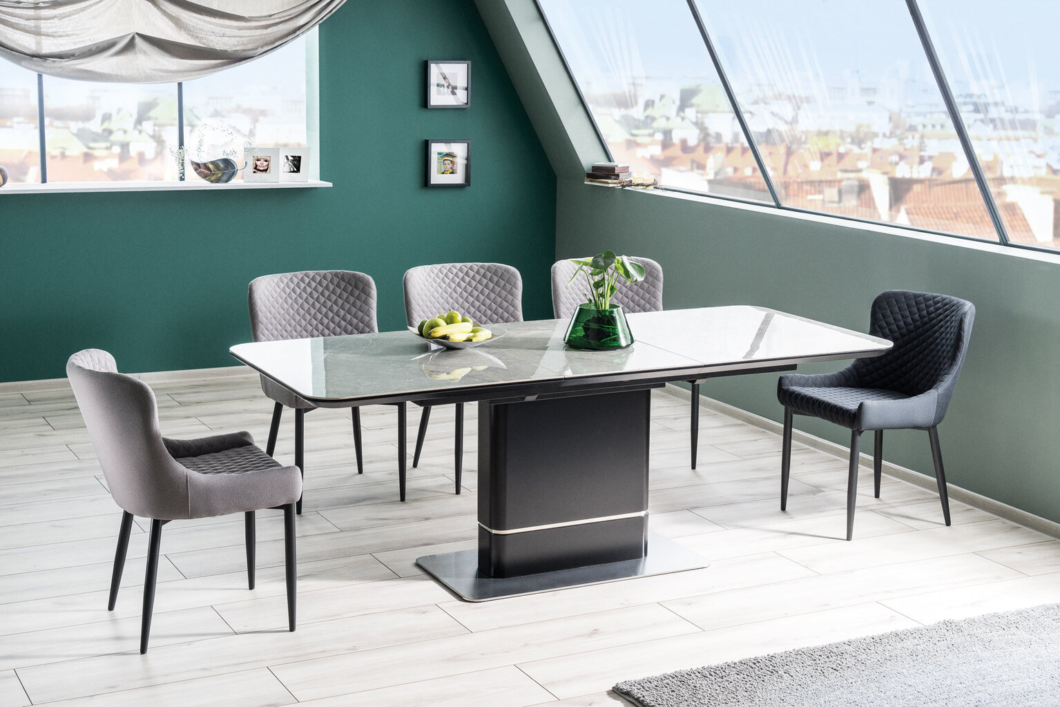 Pallas-jatkopöytä, 76 x 90 x 160 / 210 cm, harmaa / musta hinta ja tiedot | Ruokapöydät | hobbyhall.fi