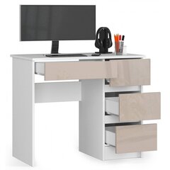 NORE A7 -kirjoituspöytä, laatikosto oikealla, 90 x 77 x 50 cm, valkoinen / beige hinta ja tiedot | Tietokonepöydät ja työpöydät | hobbyhall.fi