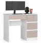 NORE A7 -kirjoituspöytä, laatikosto oikealla, 90 x 77 x 50 cm, valkoinen / beige hinta ja tiedot | Tietokonepöydät ja työpöydät | hobbyhall.fi