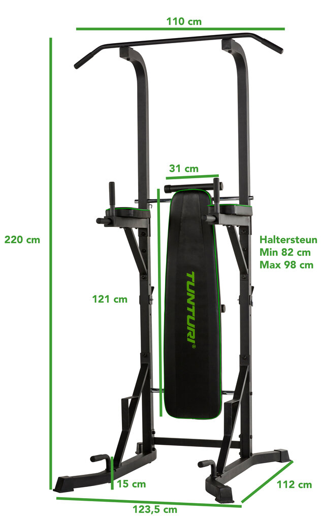 TUNTURI Power Tower PT60 -voimatorni, musta / vihreä hinta ja tiedot | Kuntokeskukset | hobbyhall.fi