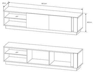 TV-taso Arco 187, valkoinen/tammi hinta ja tiedot | TV-tasot | hobbyhall.fi