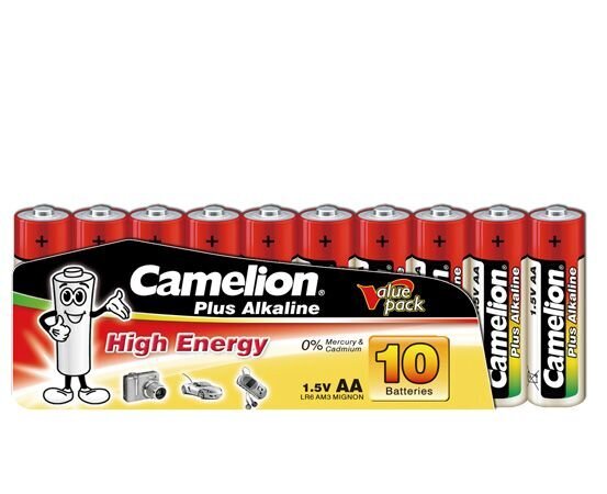 Camelion Plus Alkaline paristot, 1,5 V, D / LR06, 10 kpl hinta ja tiedot | Paristot | hobbyhall.fi