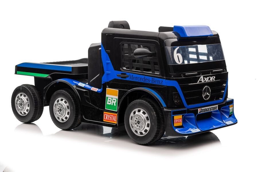 Mercedes-Benz Axor XMX622 yksipaikkainen sähköauto perävaunulla, sininen hinta ja tiedot | Lasten sähköautot | hobbyhall.fi