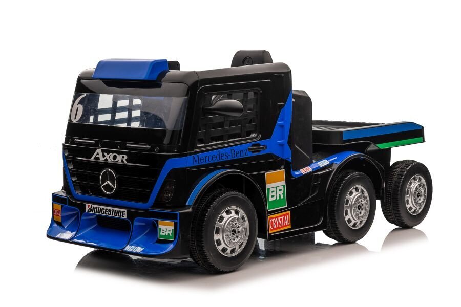 Mercedes-Benz Axor XMX622 yksipaikkainen sähköauto perävaunulla, sininen hinta ja tiedot | Lasten sähköautot | hobbyhall.fi