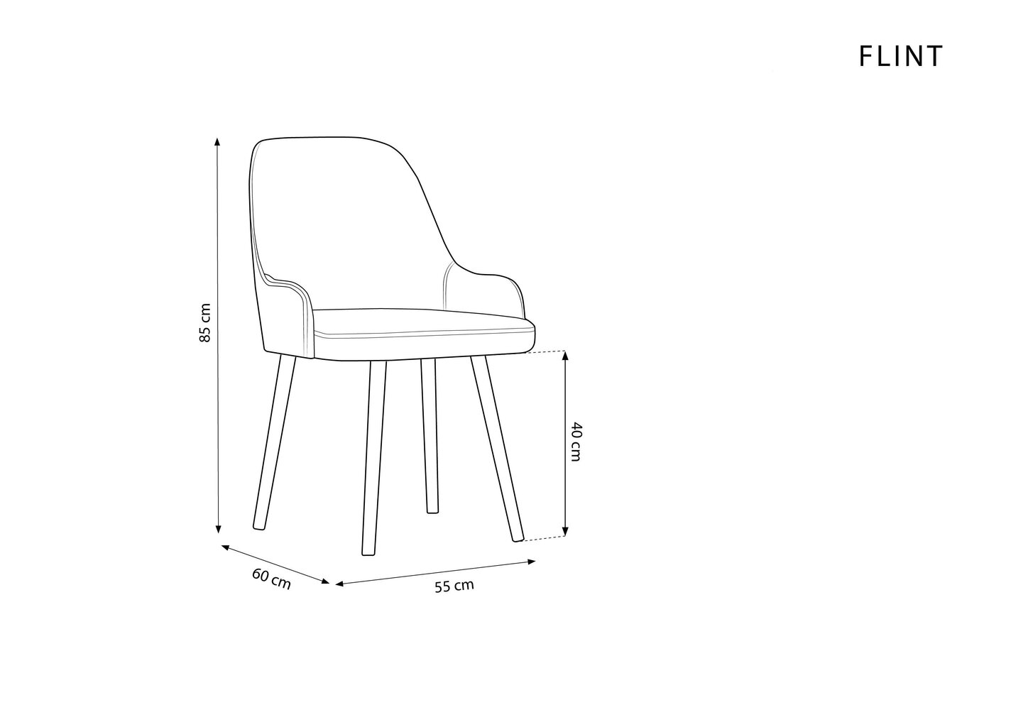 Micadoni Home Flint -ruokatuoli, 55 x 60 x 85 cm, musta hinta ja tiedot | Ruokapöydän tuolit | hobbyhall.fi