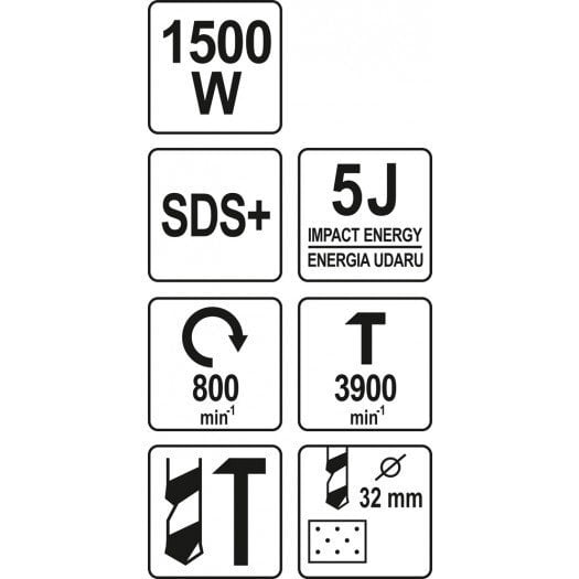 Sähköporavasara 1500W SDS+ Yato YT-82127 hinta ja tiedot | Iskuporakoneet | hobbyhall.fi