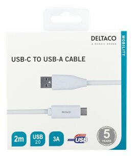 Deltaco USBC-1011M, USB C, USB A, 2m hinta ja tiedot | Puhelinkaapelit | hobbyhall.fi