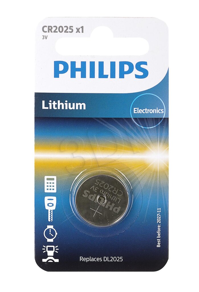 Akku PHILIPS Lithium CR2025 hinta ja tiedot | Paristot | hobbyhall.fi