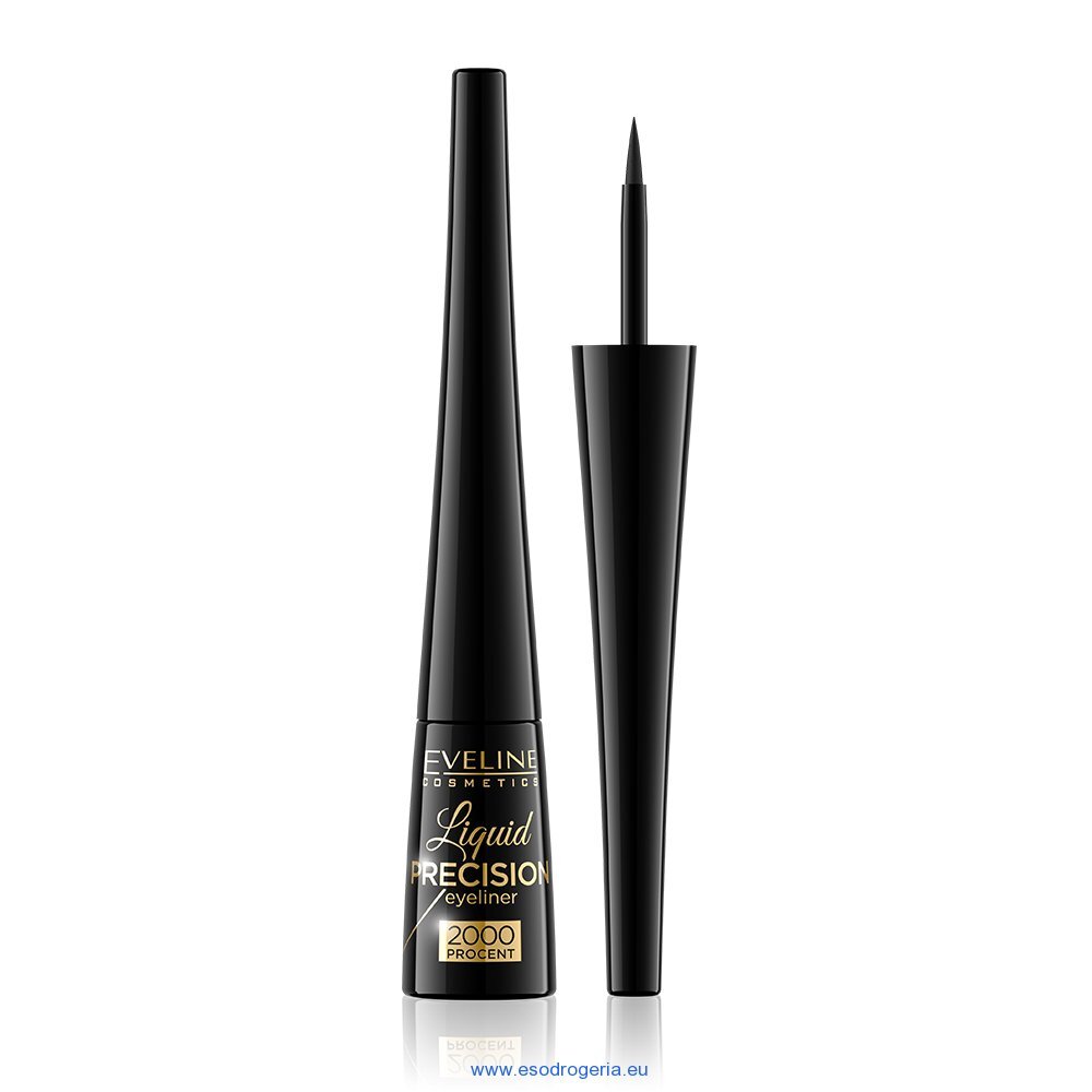 Nestemäinen eyeliner Eveline Liquid Precision 2000 4 ml, Matt Black hinta ja tiedot | Silmämeikit | hobbyhall.fi