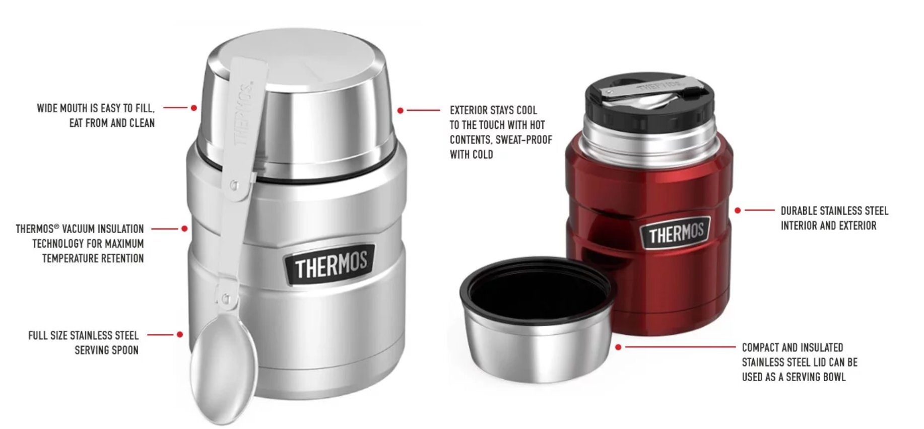 Thermos THSK3000CR -ruokatermos ja lusikka, 470 ml, punainen hinta ja tiedot | Termoskannut ja termosmukit | hobbyhall.fi