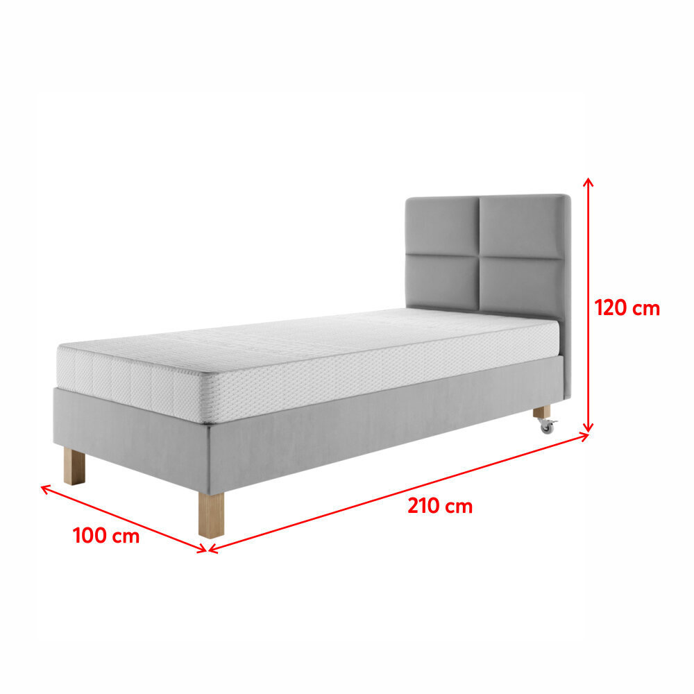 Sänky Selsey Dombay 100x200 cm sängynpäädyllä, harmaa hinta ja tiedot | Sängyt | hobbyhall.fi