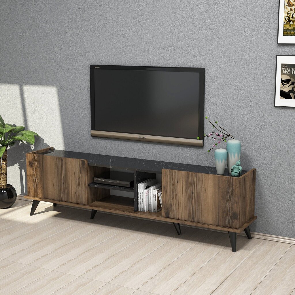 TV-taso Kalune Design 389, 180 cm, ruskea/musta hinta ja tiedot | TV-tasot | hobbyhall.fi
