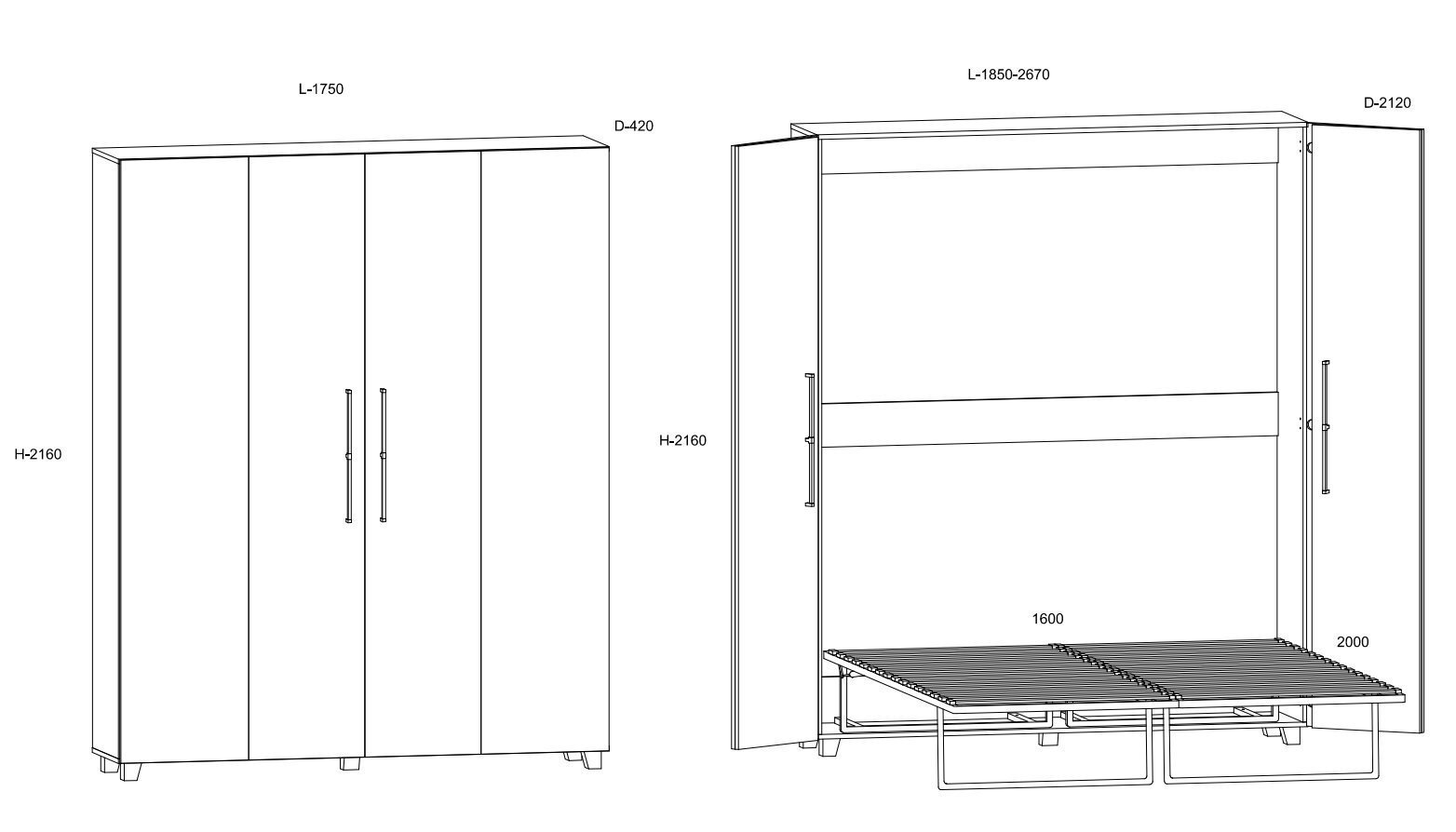 Meblocross Teddy 160, Kaappisänky 160x200 cm, ruskea hinta ja tiedot | Sängyt | hobbyhall.fi