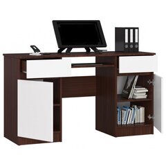 NORE A5 -kirjoituspöytä, 135 x 77 x 50 cm, tummanruskea / valkoinen hinta ja tiedot | Tietokonepöydät ja työpöydät | hobbyhall.fi