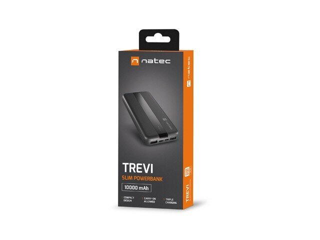 Natec PowerBank Trevi Slim 10000mAh 2x USB + USB-C hinta ja tiedot | Varavirtalähteet | hobbyhall.fi