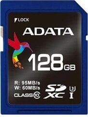 ADATA-muistikortti, SDXC, 128GB, UHS nopeudellaLuokka 3, nopeusLuokka 10, sininen hinta ja tiedot | Kameran muistikortit | hobbyhall.fi