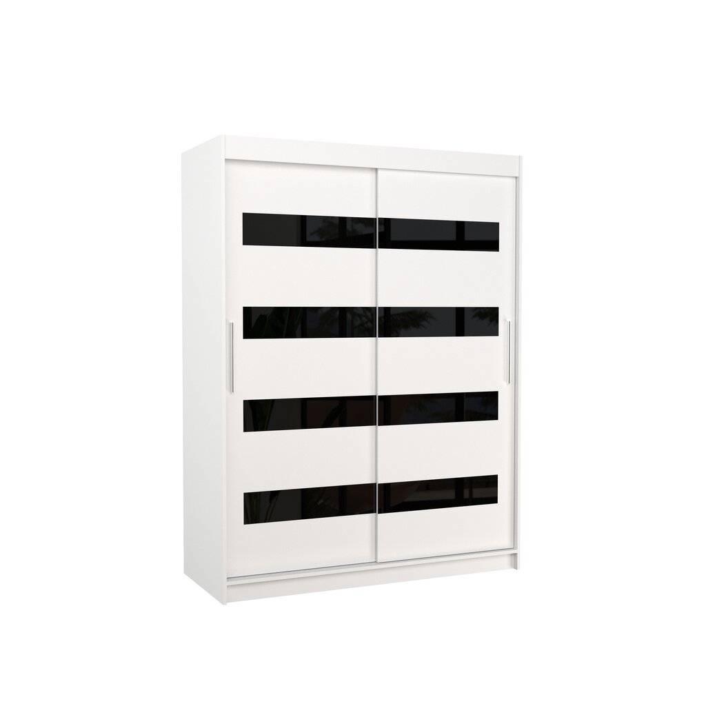 Vaatekaappi ADRK Furniture Martinez, valkoinen/musta hinta ja tiedot | Kaapit | hobbyhall.fi