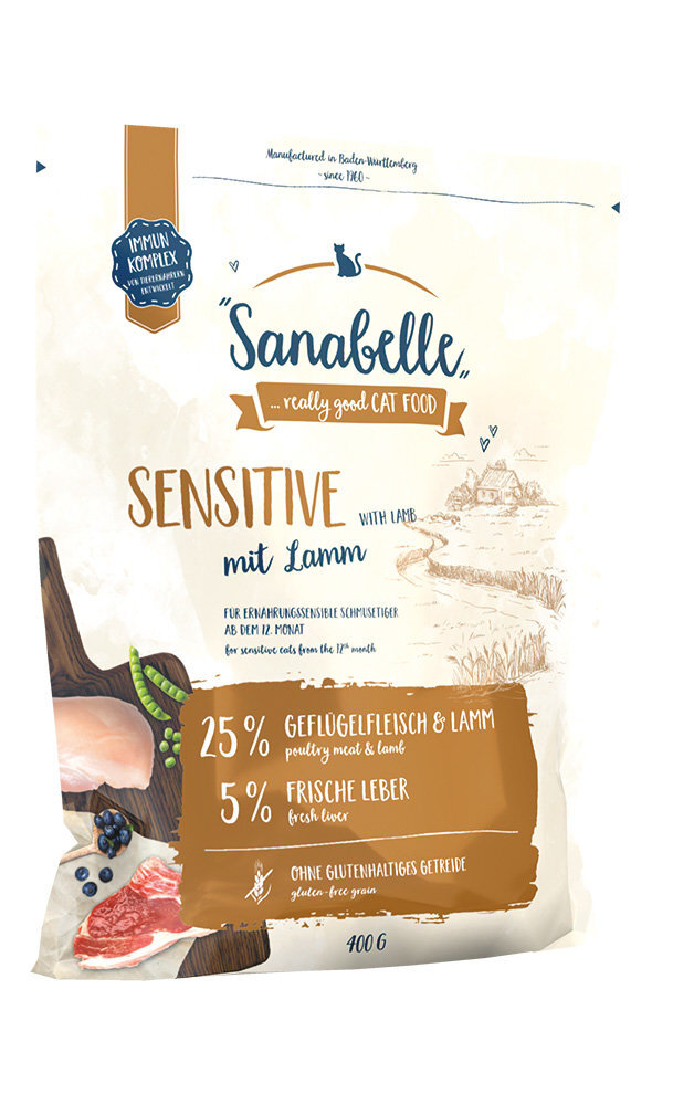 Kissanruoka lampaan kanssa Sanabelle Sensitive Lamb, 400 g hinta ja tiedot | Kissan kuivaruoka | hobbyhall.fi