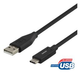 Deltaco USBC-1006M, USB-C, USB-A, 2m hinta ja tiedot | Kaapelit ja adapterit | hobbyhall.fi