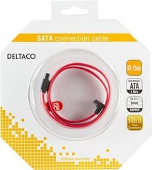 Deltaco SATA-05A-K, SATA, 0.5 metriä hinta ja tiedot | Kaapelit ja adapterit | hobbyhall.fi