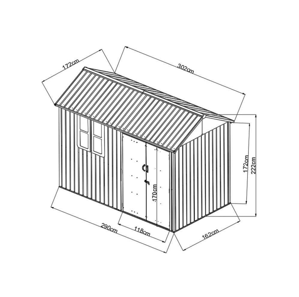 Vaja Hecht 6X10 NORD, 222x290x162 cm hinta ja tiedot | Piharakennukset | hobbyhall.fi