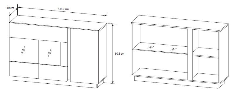 Lipasto Arco 138, tammi/harmaa hinta ja tiedot | Lipastot | hobbyhall.fi