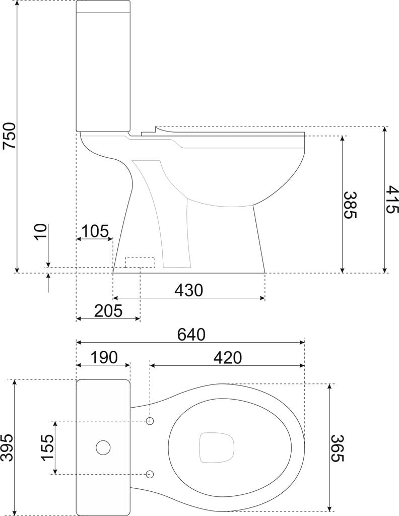 WC-istuin Kerra C-Clear, pystysuora viemäri hinta ja tiedot | WC-istuimet | hobbyhall.fi