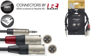 Stagg REAN 3.5mm Jack AUX TRS - 2 x XLR / m, 2m hinta ja tiedot | Stagg Televisiot ja lisätarvikkeet | hobbyhall.fi