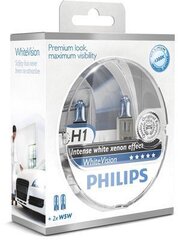 Halogeenilamppu Philips White Vision Voimakas valkoinen ksenonvaikutus H1, 2 kpl + 2 kpl x W5W hinta ja tiedot | Polttimot | hobbyhall.fi