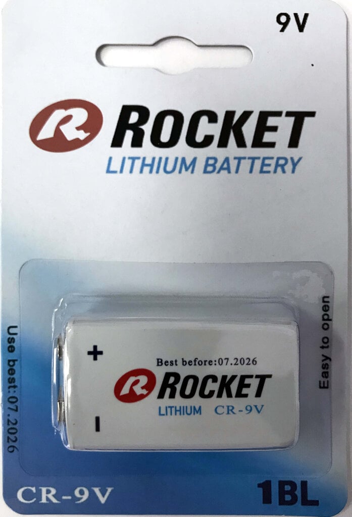 Akku Rocket Lithium 9V, 1 kpl hinta ja tiedot | Paristot | hobbyhall.fi