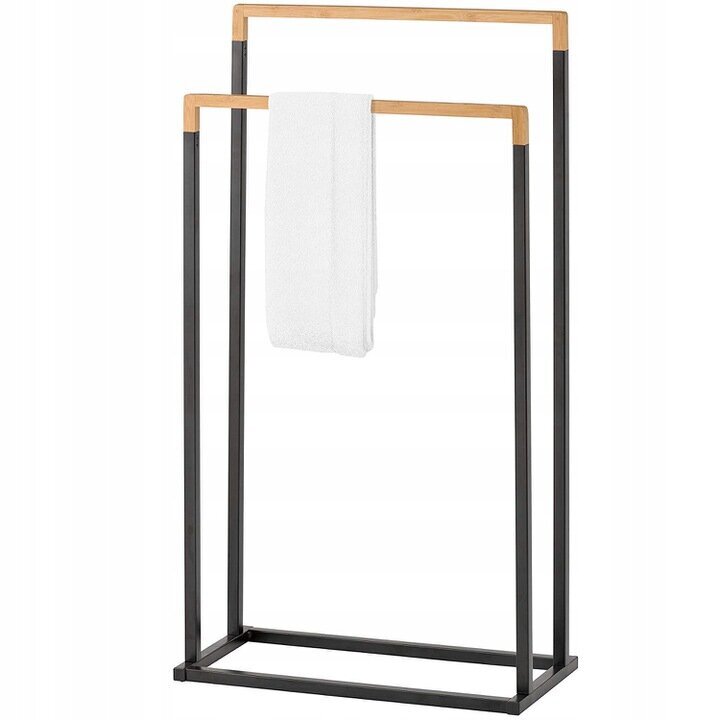 Kaksinkertainen metalli/bambu pyyheteline, musta hinta ja tiedot | Kylpyhuoneen sisustus | hobbyhall.fi