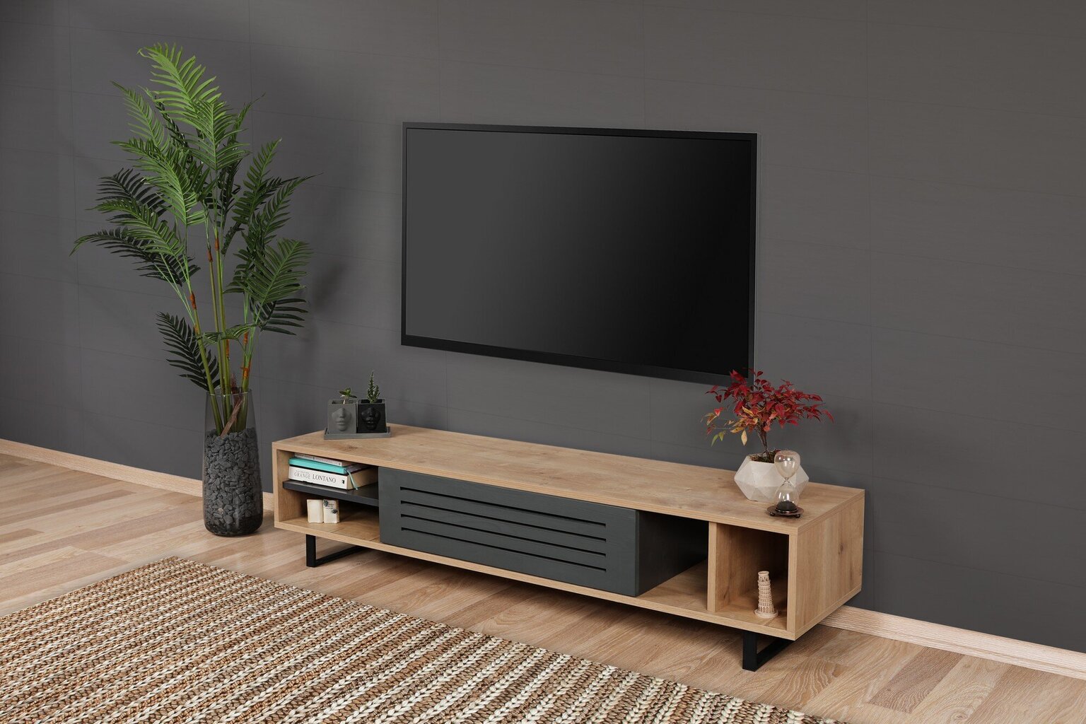 TV-taso Kalune Design Safir, ruskea/harmaa hinta ja tiedot | TV-tasot | hobbyhall.fi