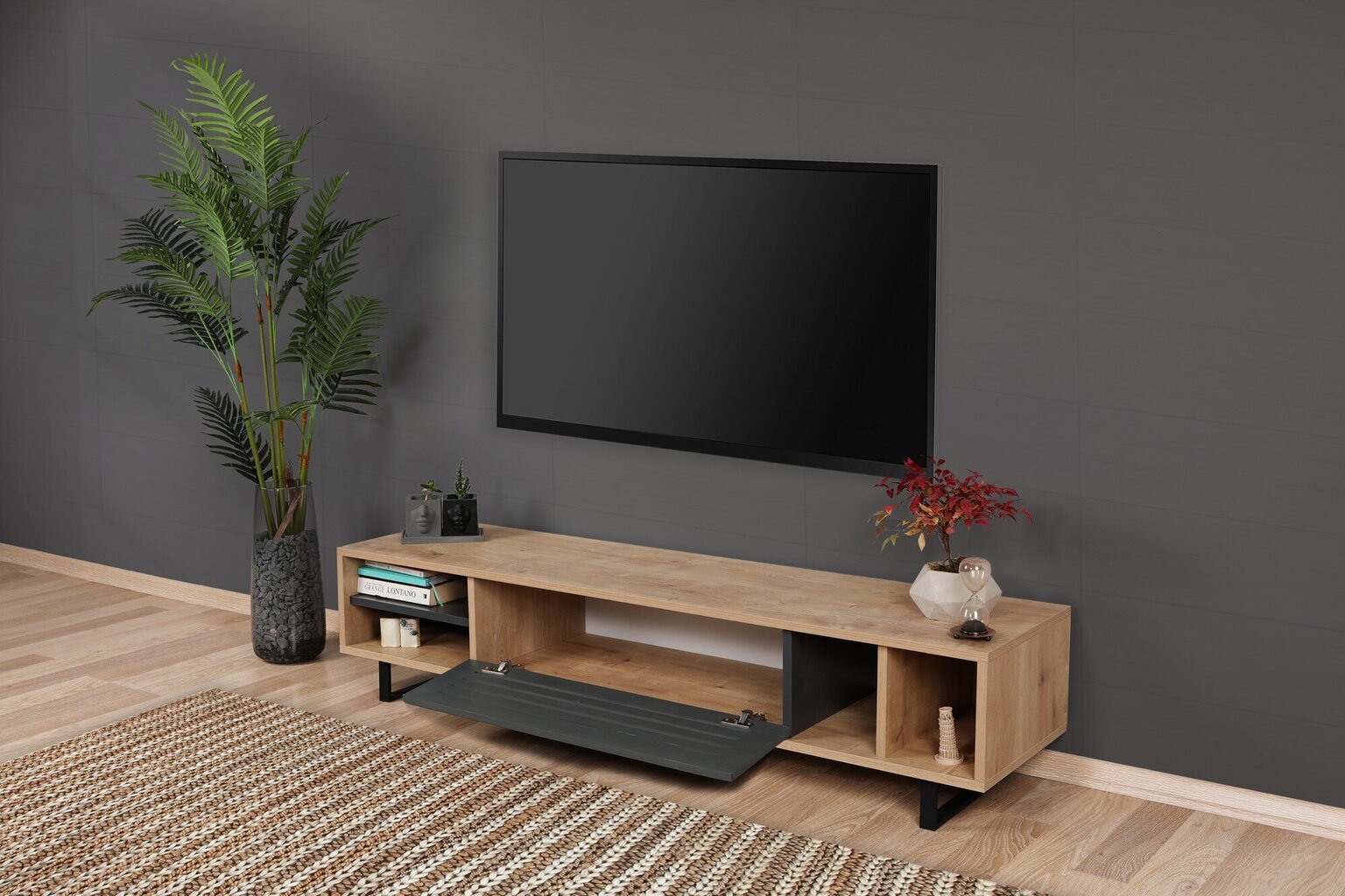 TV-taso Kalune Design Safir, ruskea/harmaa hinta ja tiedot | TV-tasot | hobbyhall.fi