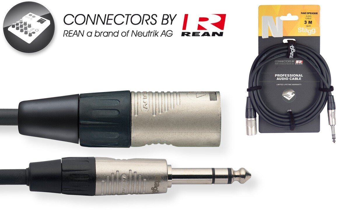 Stagg REAN 6.35mm Jack TRS - XLR /m 3m hinta ja tiedot | Kaapelit ja adapterit | hobbyhall.fi