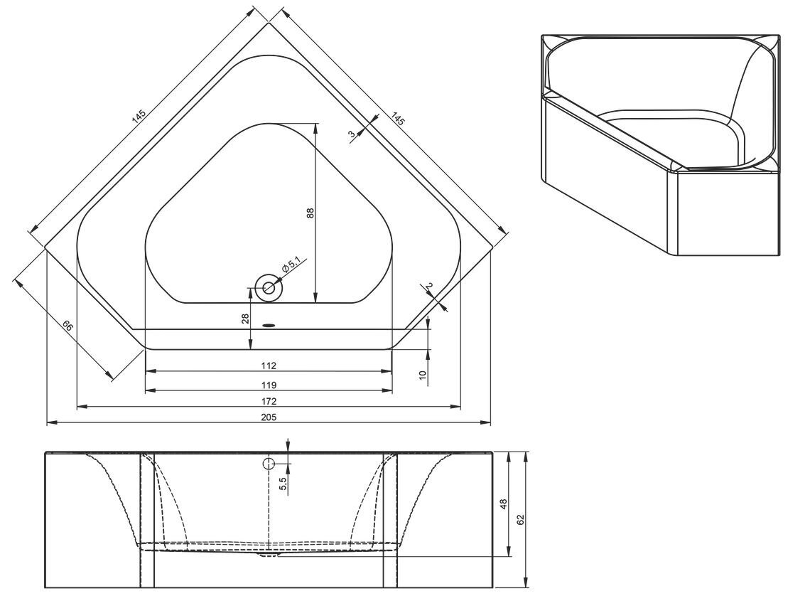 Kylpyamme RIHO Austin Plug & Play 145x145 cm hinta ja tiedot | Kylpyammeet | hobbyhall.fi