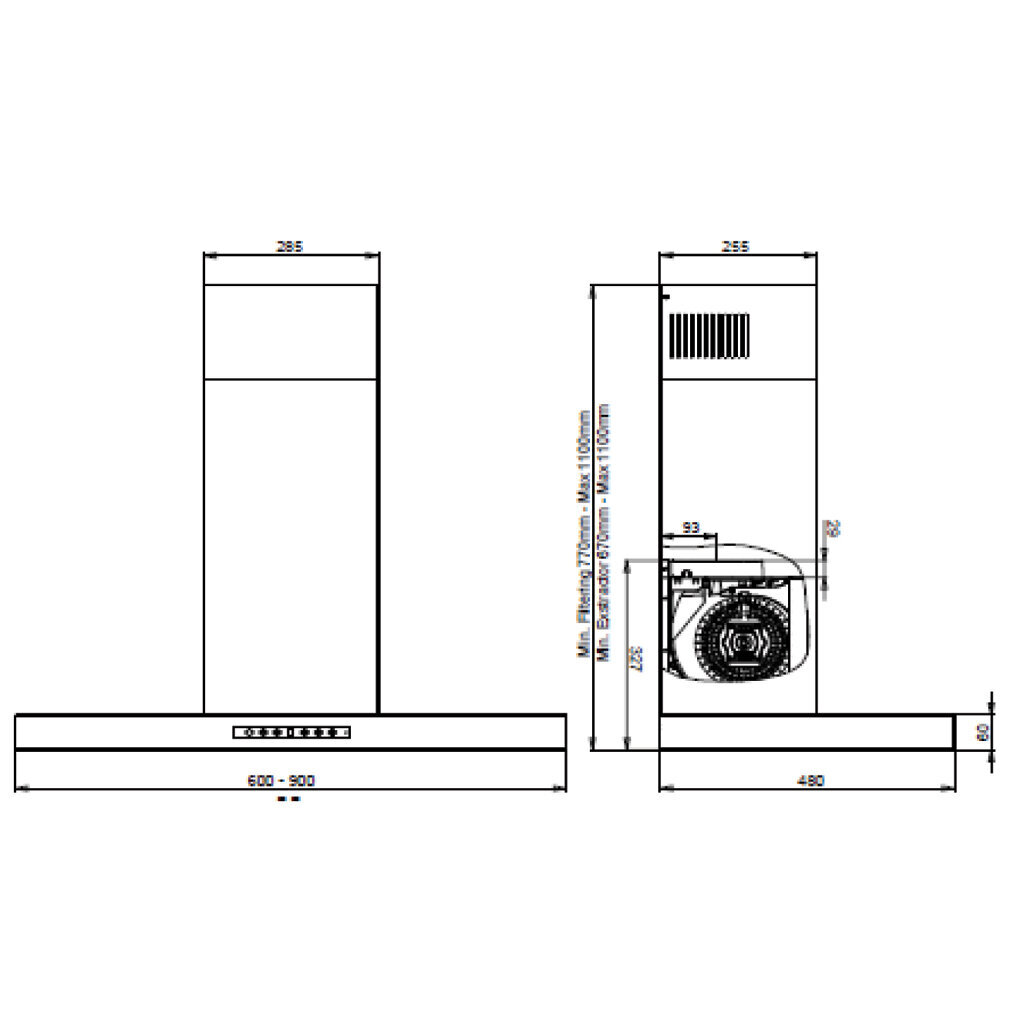 Tecnowind LENS 90 BL hinta ja tiedot | Liesituulettimet | hobbyhall.fi