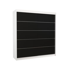 ADRK Furniture Esteva -vaatekaappi, 200 x 215 x 58 cm, valkoinen / musta hinta ja tiedot | Kaapit | hobbyhall.fi
