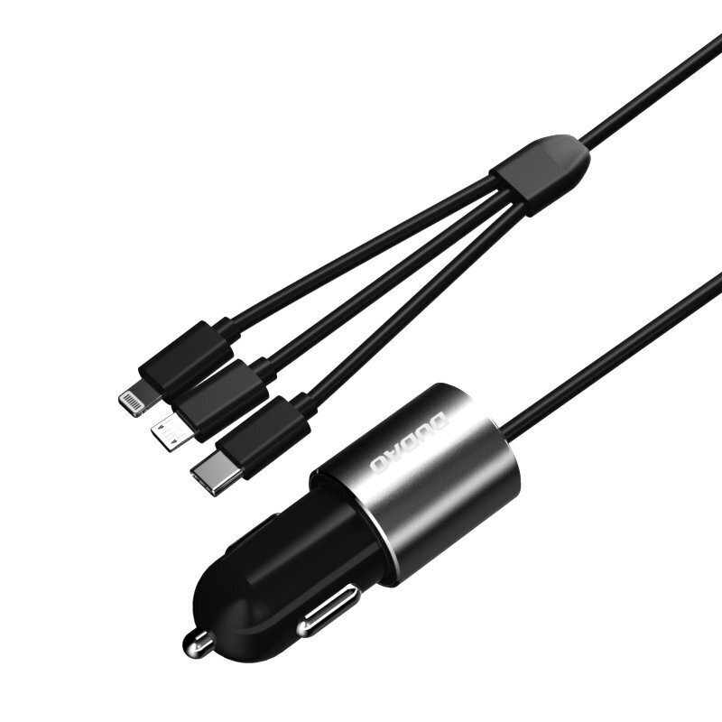 Autolaturi Dudao 3in1 USB 3.4 A Lightning / USB Type C / micro USB -kaapeli (R5ProN musta) hinta ja tiedot | Puhelimen laturit | hobbyhall.fi