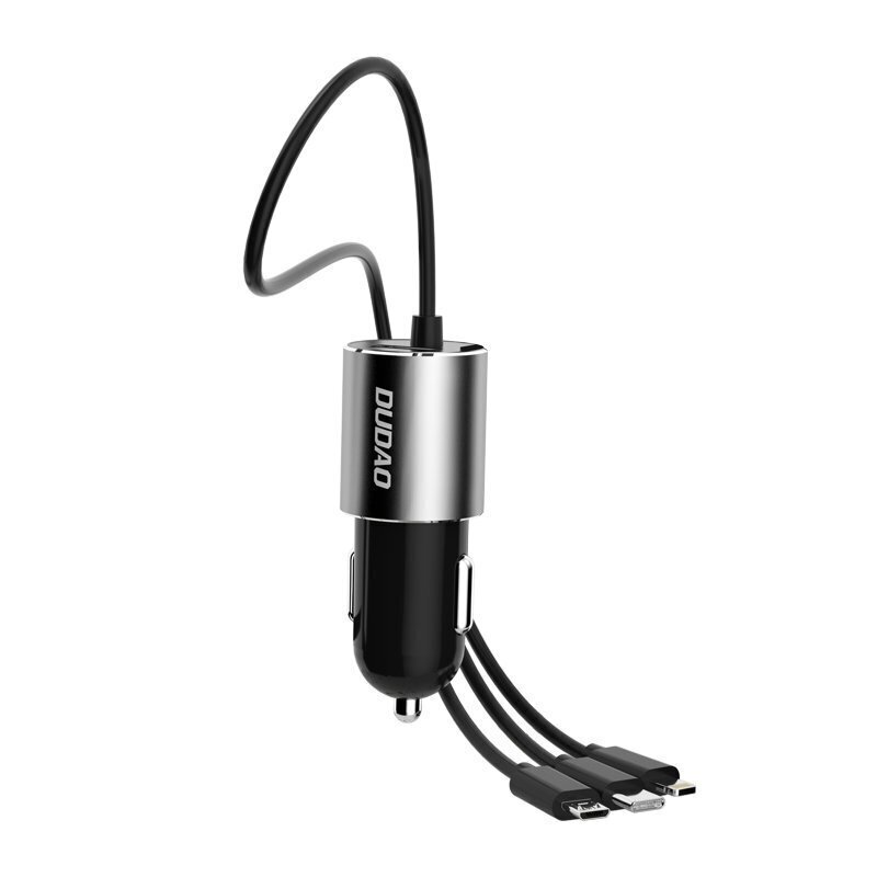 Autolaturi Dudao 3in1 USB 3.4 A Lightning / USB Type C / micro USB -kaapeli (R5ProN musta) hinta ja tiedot | Puhelimen laturit | hobbyhall.fi