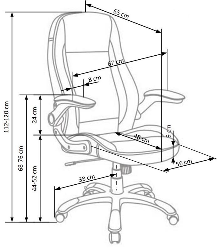 Saturnus-toimistotuoli, 67 x 65 x 112 - 120 cm, harmaa hinta ja tiedot | Toimistotuolit | hobbyhall.fi