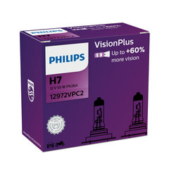 PHILIPS Auton Polttimo VISION PLUS +60% H7 12V 60/55W PX26D C2 hinta ja tiedot | Polttimot | hobbyhall.fi