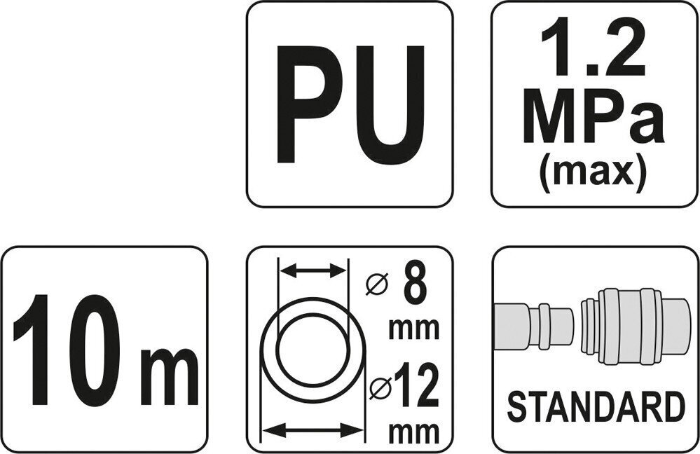 Spiraaliletku suuttimella (polyuretaani) L-10m d-8mm Yato (YT-24208) hinta ja tiedot | Kompressorit | hobbyhall.fi