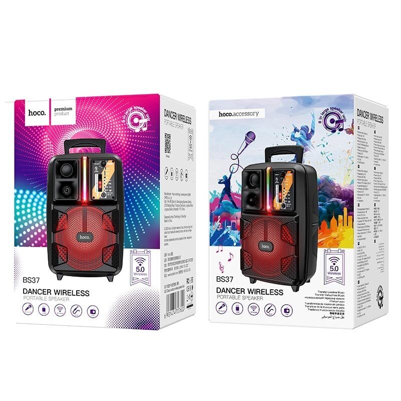 Langaton Bluetooth kaiutin + mikrofoni, karaoke Hoco BS37 AUX/FM/USB/TWS hinta ja tiedot | Kaiuttimet | hobbyhall.fi