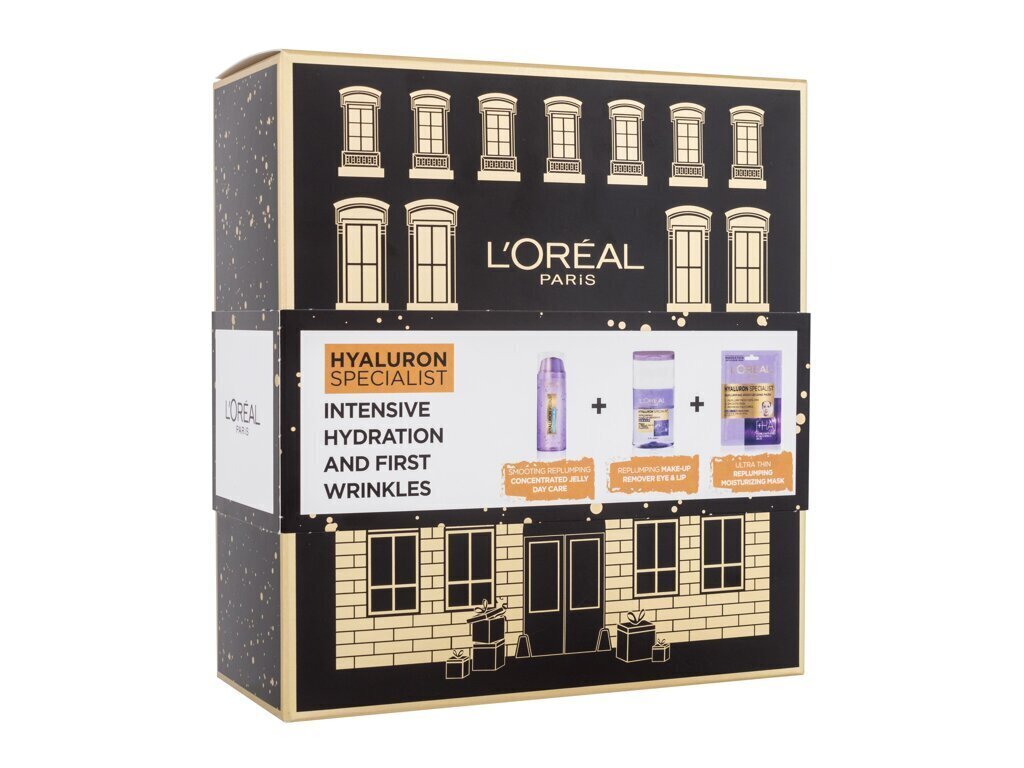 Kasvojenhoitosarja ihon kosteuttamiseen L'Oréal Paris Hyaluron Specialist: tiivistetty geeli 50 ml + meikinpoistoaine 125 ml + kosteuttava naamio, 1 kpl hinta ja tiedot | Kasvovoiteet | hobbyhall.fi