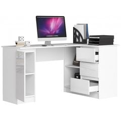 NORE B20 -kirjoituspöytä, hyllystö oikealla, 155 x 77 x 85 cm, valkoinen korkeakiilto hinta ja tiedot | Tietokonepöydät ja työpöydät | hobbyhall.fi